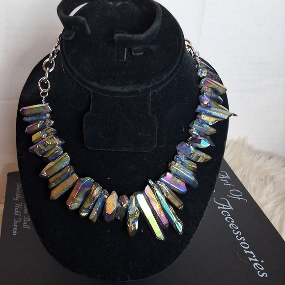 Rainbow Quartz Titanium Iridescent Aura Crystal Necklace - Picture 8 of 12